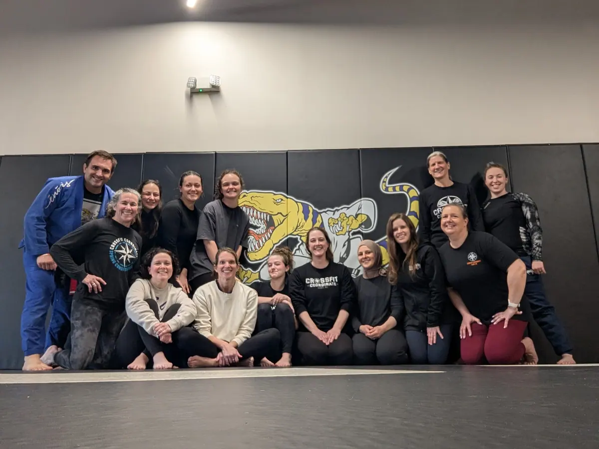 Group of women from CrossFit Coordinate gym in Cary NC at WODS jiu-jitsu night