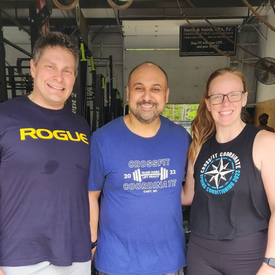 Patrick Williams (left) with fellow CrossFit Coordinate members after a class in Cary, NC