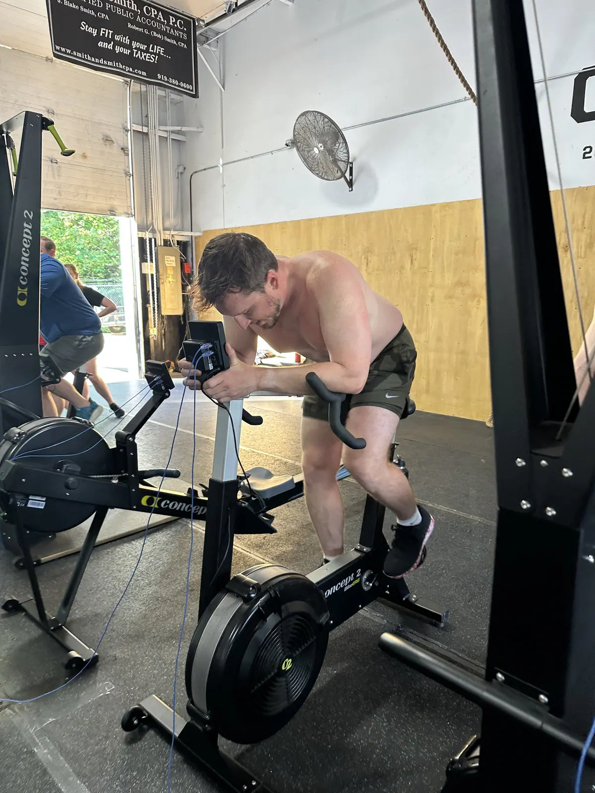 Athlete powering through the final meters on the Concept2 BikeErg