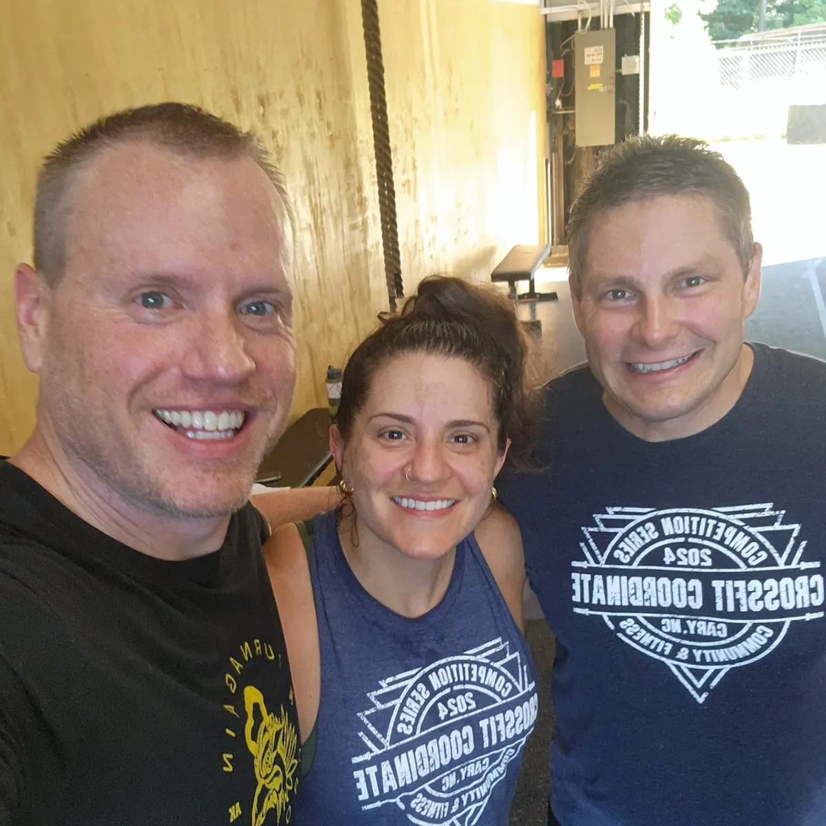 Patrick Williams (right) with teammates from the CrossFit Coordinate 2024 Competition Series in Cary, NC